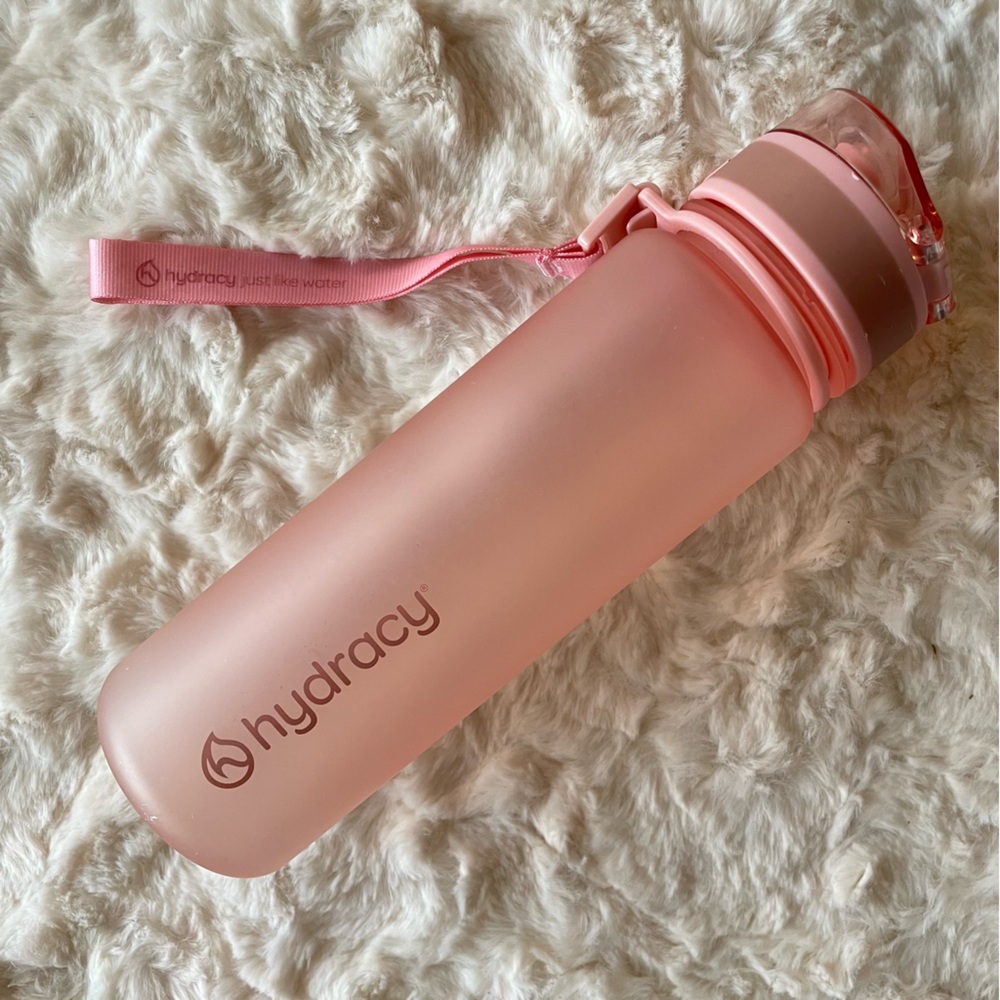 💧Hydracy Water Bottle w/ Time Marker💧~ 17 Oz BPA Free, Leak Proof ~Rose Gold